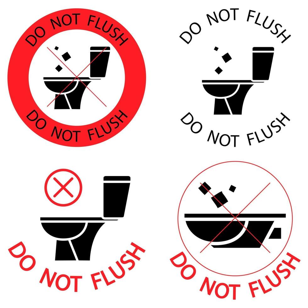 ne pas tirer la chasse d'eau pas d'icônes d'interdiction des ordures vecteur