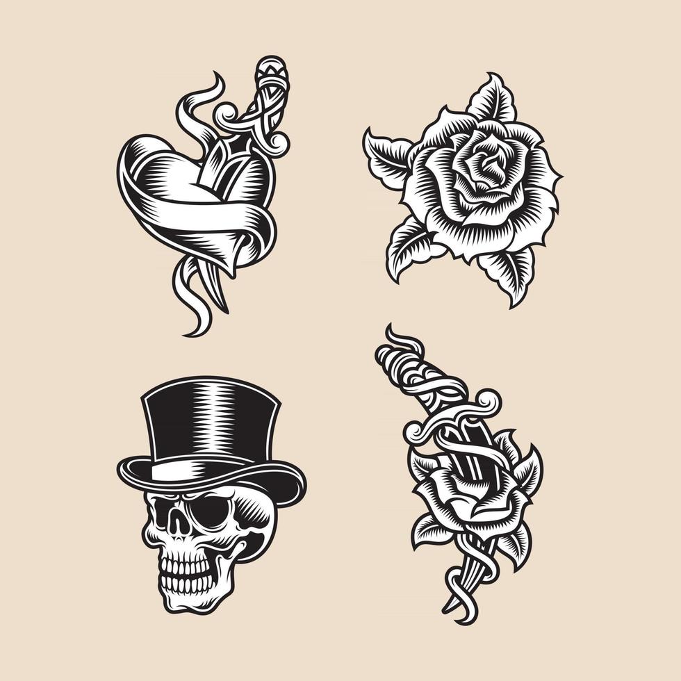 collection de graphiques vectoriels de tatouage vecteur