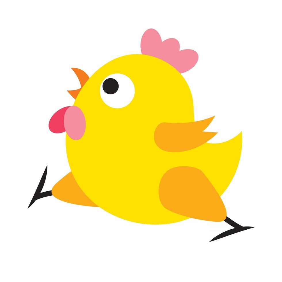 mascotte de poulet mignon dessin animé en cours d'exécution vecteur