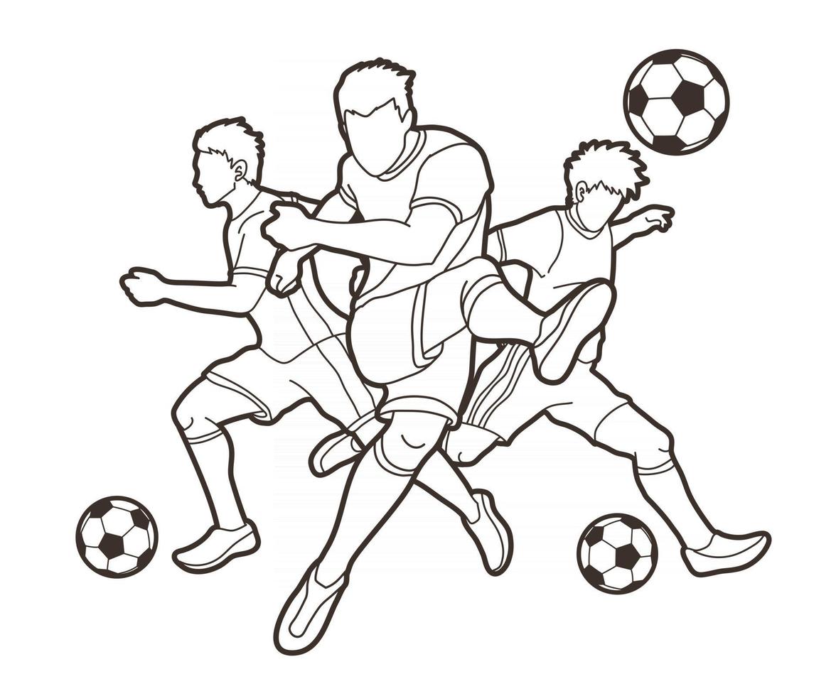 contour d & # 39; action de joueurs de football vecteur