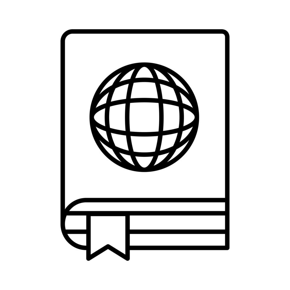 navigateur de sphère dans l'icône de style de ligne ebook vecteur