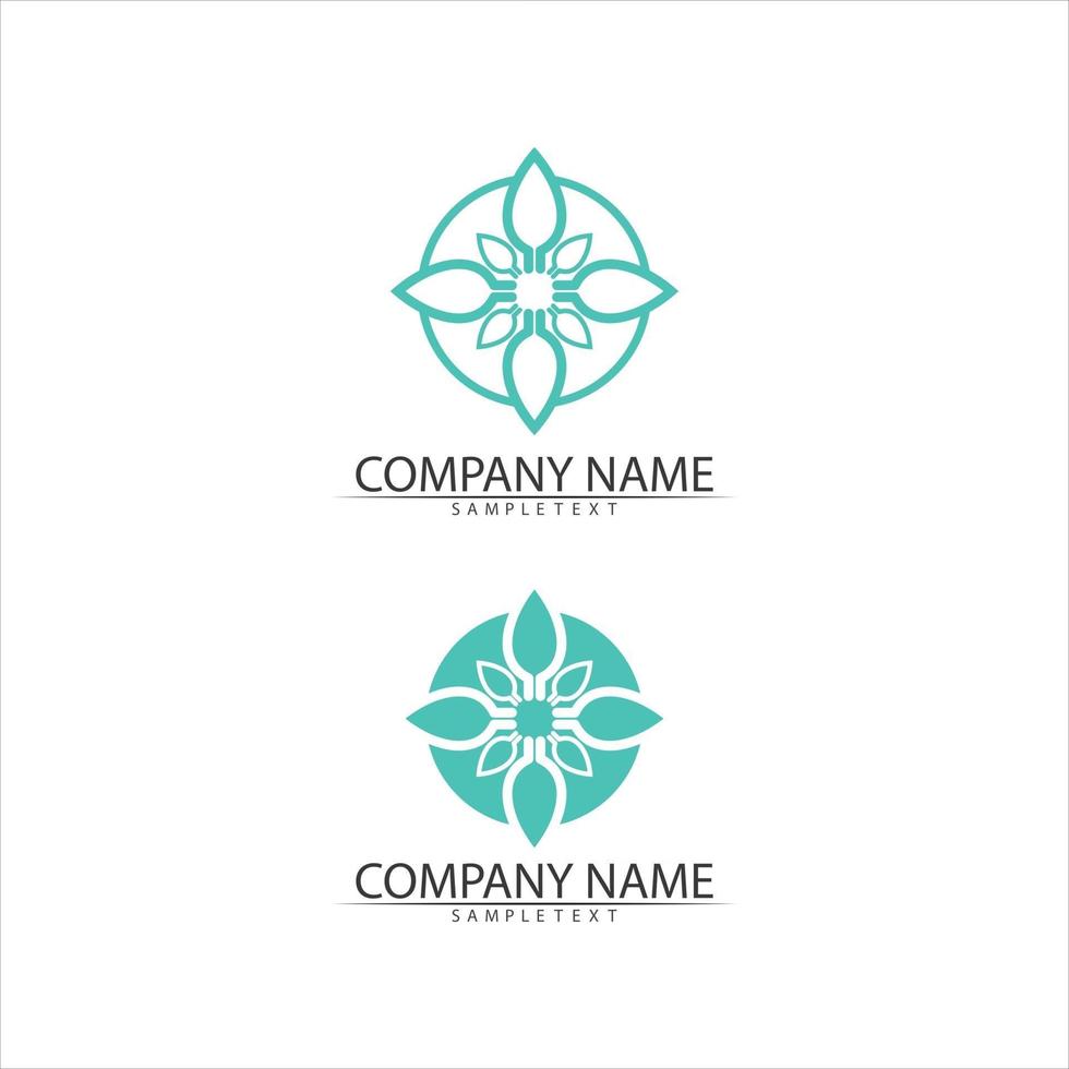 vecteur de feuille d'arbre et mandala de concept convivial de conception de logo vert