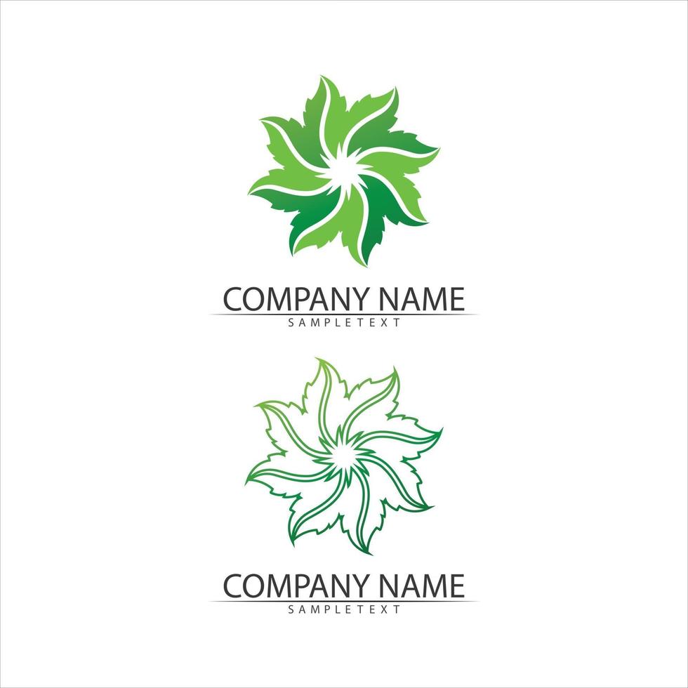 vecteur de feuille d & # 39; arbre et concept convivial de conception de logo vert