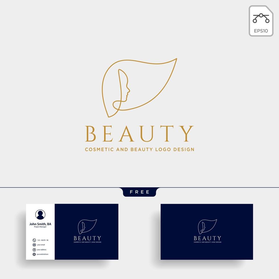 beauté cosmétique ligne art logo modèle vector illustration icône élément isolé avec carte de visite