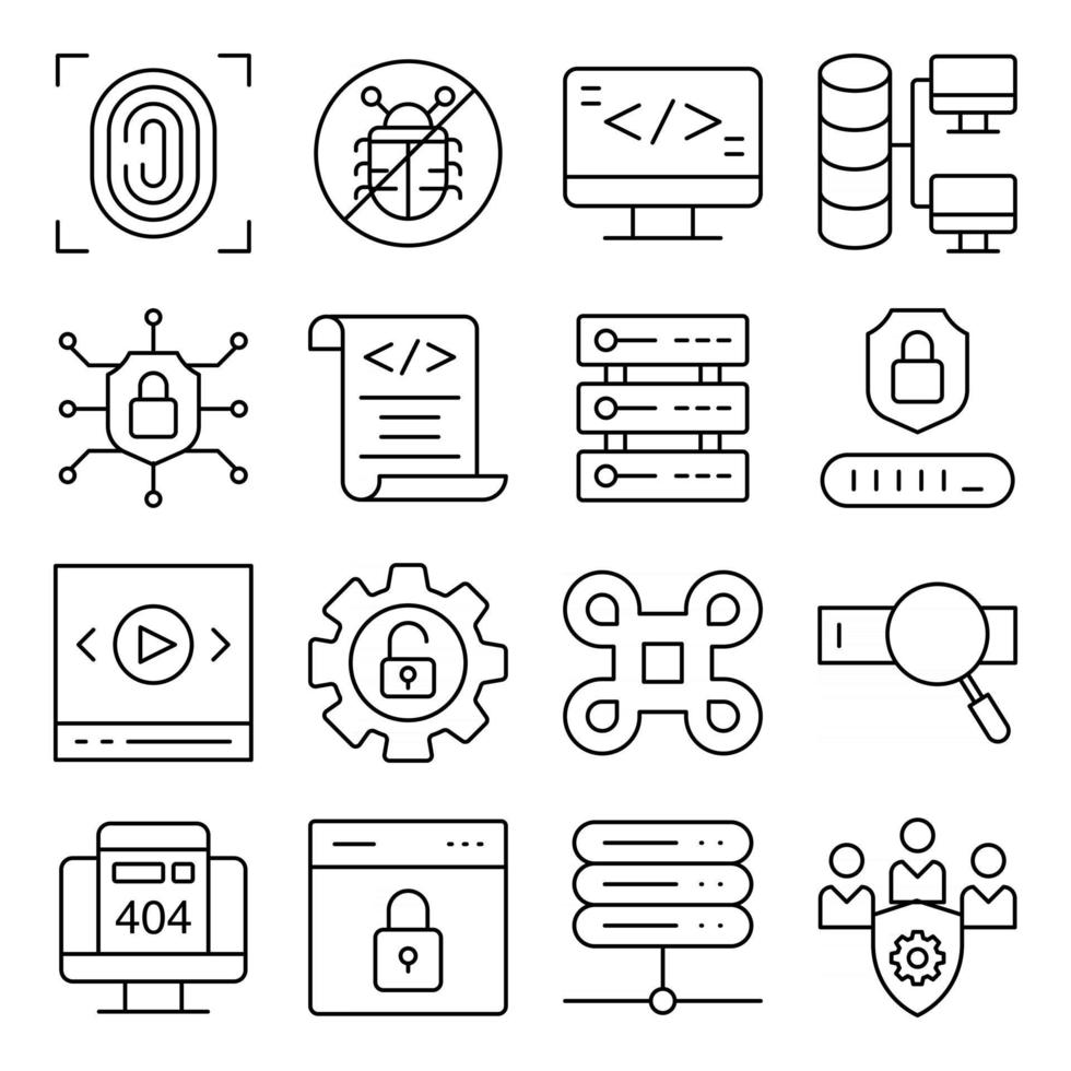 pack d'icônes linéaires de sécurité intelligente vecteur