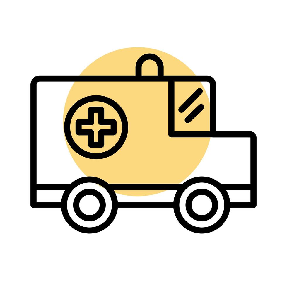 icône de style de ligne véhicule ambulance voiture vecteur