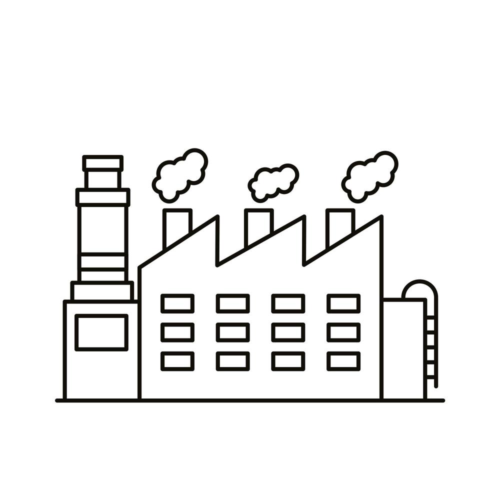 icônes de style de ligne de bâtiments et de cheminées vecteur