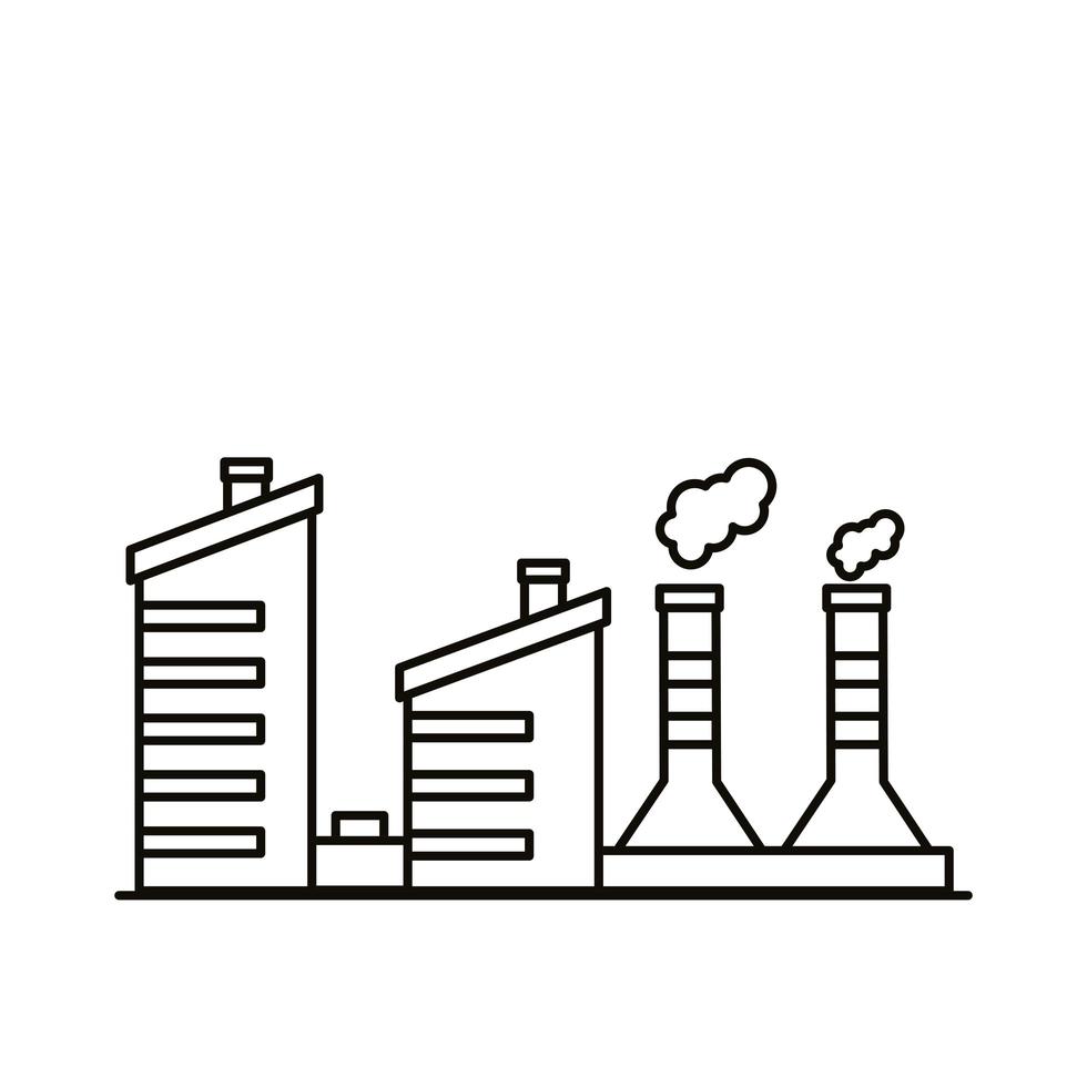 icônes de style de ligne de bâtiments et de cheminées vecteur