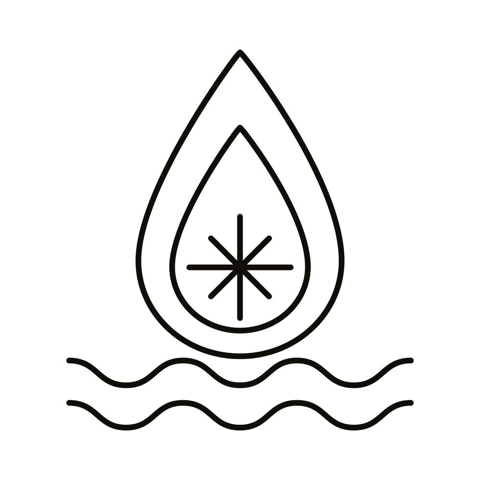 vagues deau et style de ligne de symbole du zodiaque flamme de feu vecteur