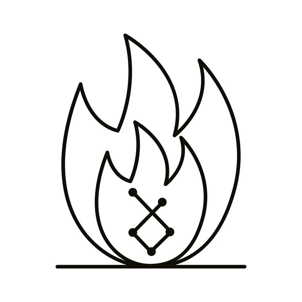 icône de style de ligne symbole feu flamme vecteur