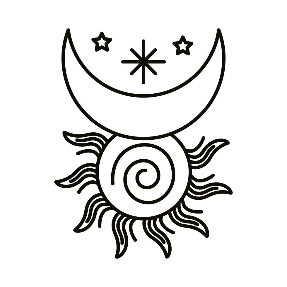 icône de style de ligne symbole du zodiaque lune et soleil vecteur