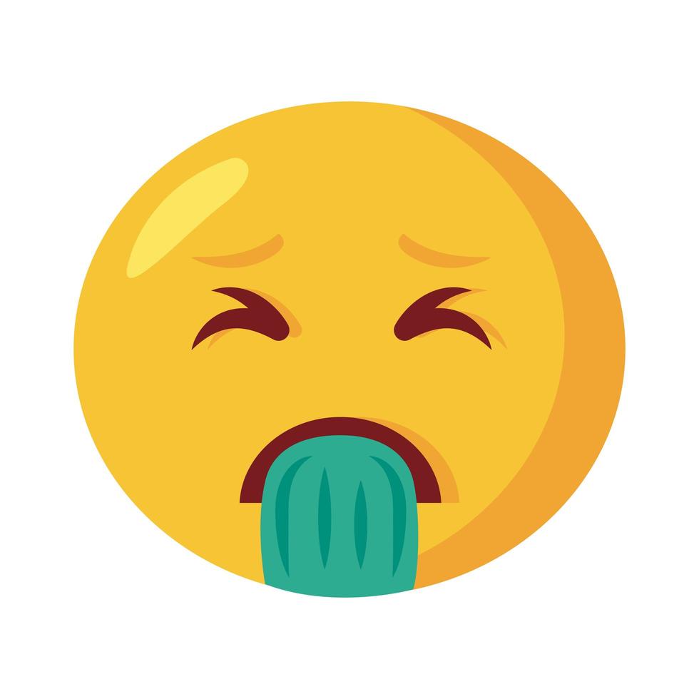 visage emoji vomissant icône de style plat vecteur