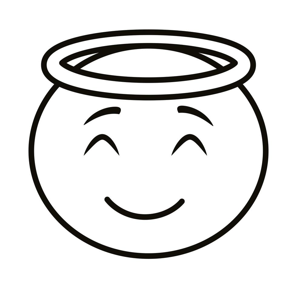 ange emoji visage icône de style de ligne classique vecteur