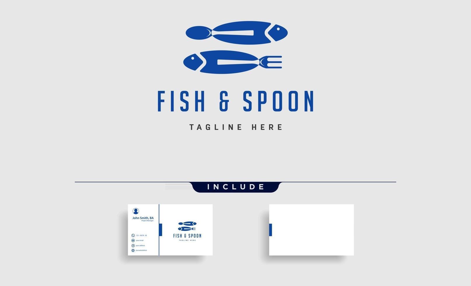 nourriture pour poissons cuillère fourchette logo design vecteur icône élément isolé logo avec carte de visite
