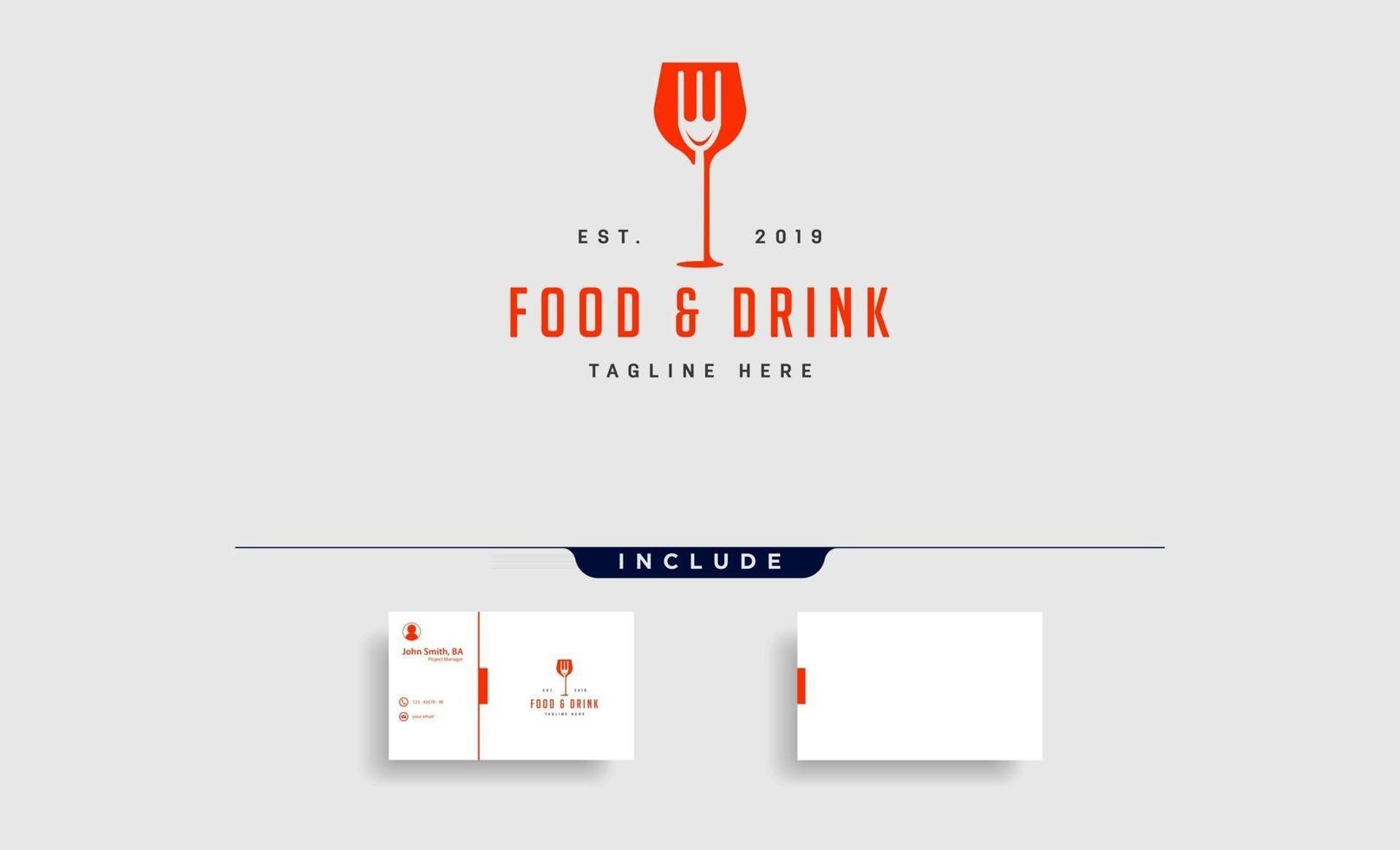 nourriture et boisson simple plat logo design vector illustration icône élément logo avec carte de visite télécharger