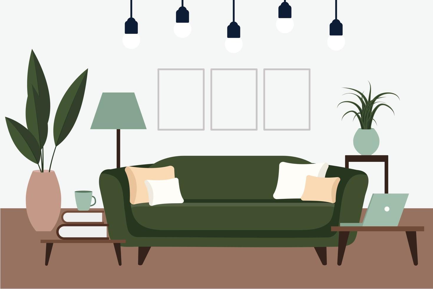 intérieurs d'appartements élégants dans un style scandinave avec un décor moderne salon meublé confortable vecteur