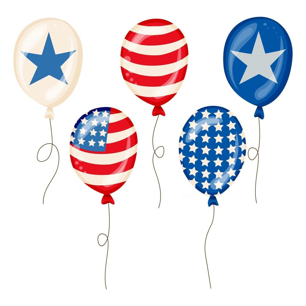 battant des ballons de modèle de drapeau usa brillant avec 4 juillet unie a déclaré le jour de l'indépendance illustration vectorielle vecteur