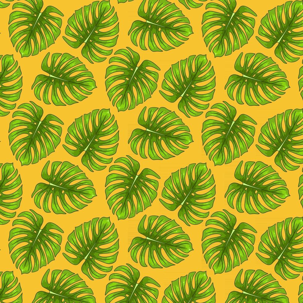 modèle sans couture tropical avec des feuilles exotiques en style cartoon vecteur