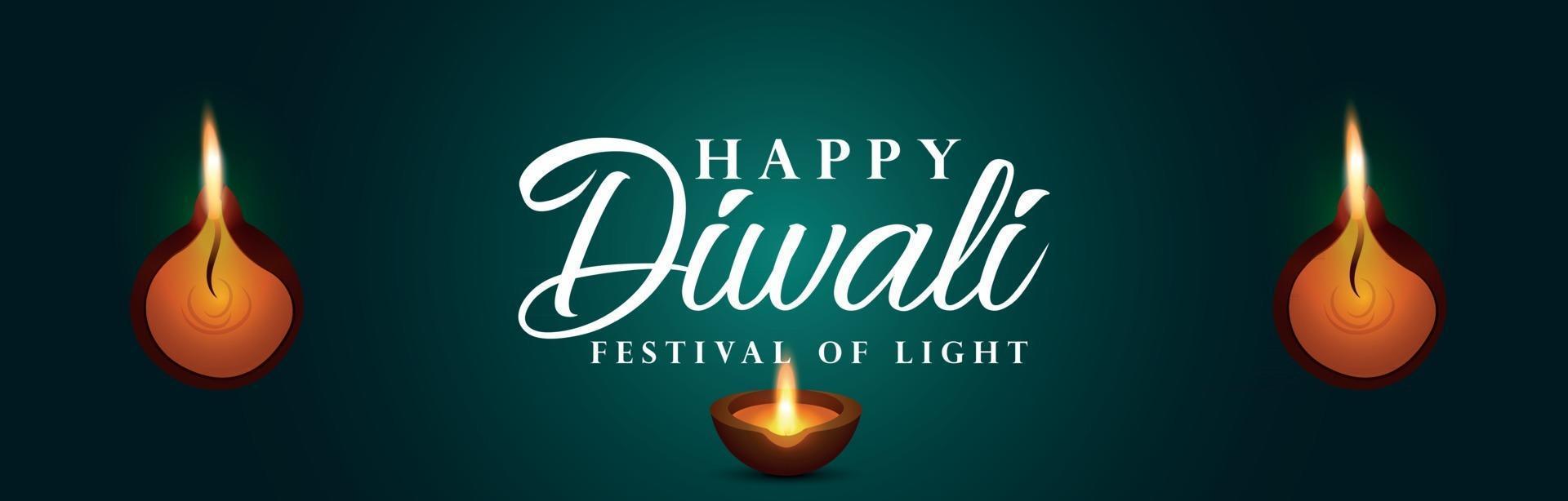 joyeux diwali la bannière de célébration du festival de la lumière vecteur