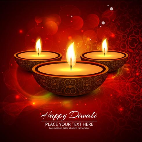 Joyeux diwali diya illustration de fond de festival de lampe à huile vecteur