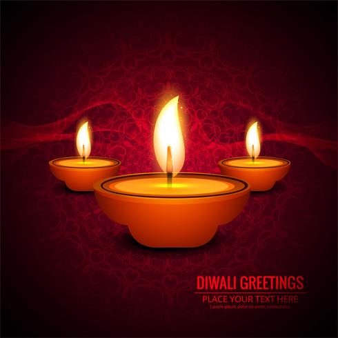 Joyeux diwali diya illustration de fond de festival de lampe à huile vecteur