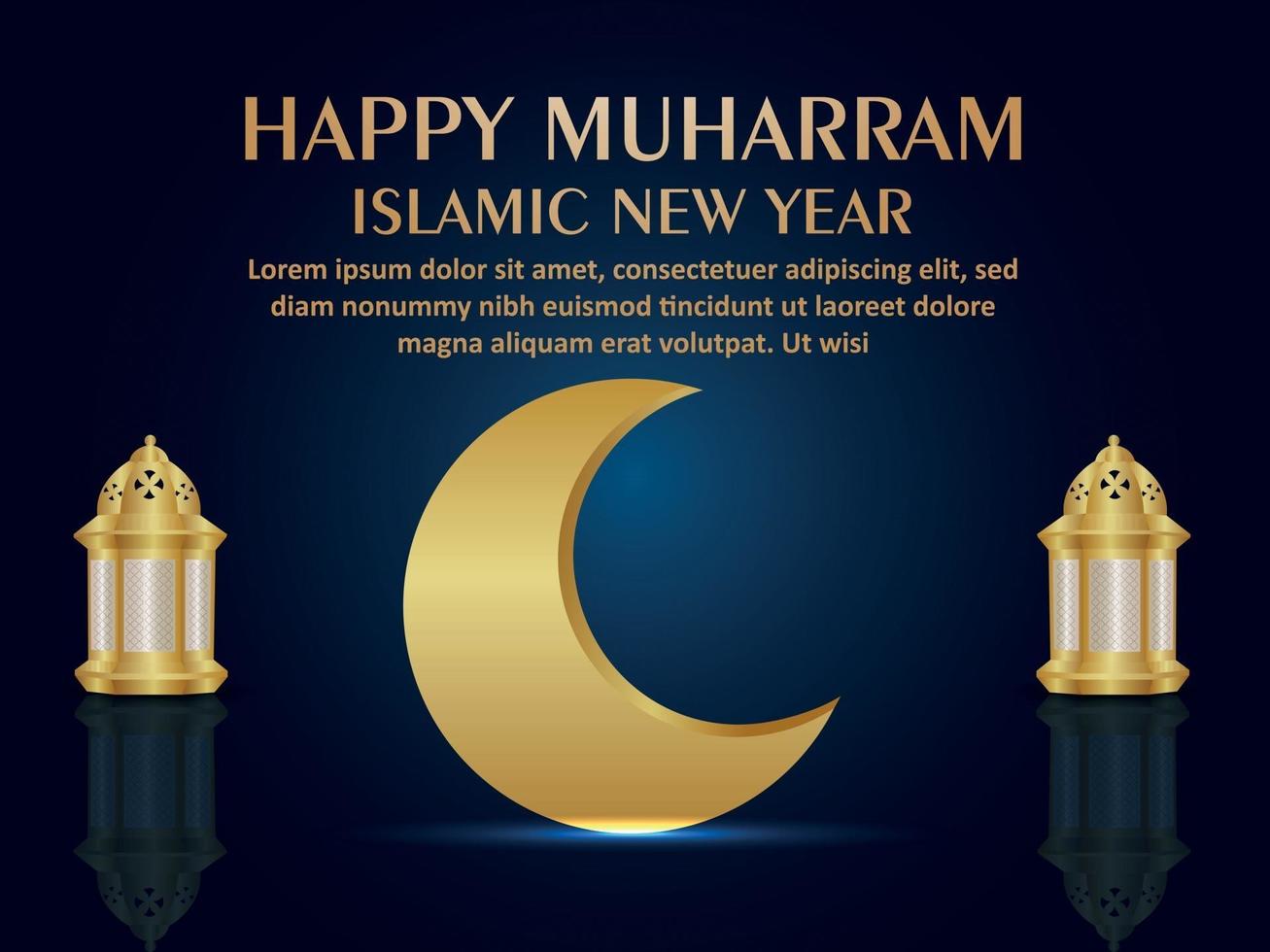 joyeux muharram carte de voeux de célébration du nouvel an islamique avec lanterne islamique vecteur