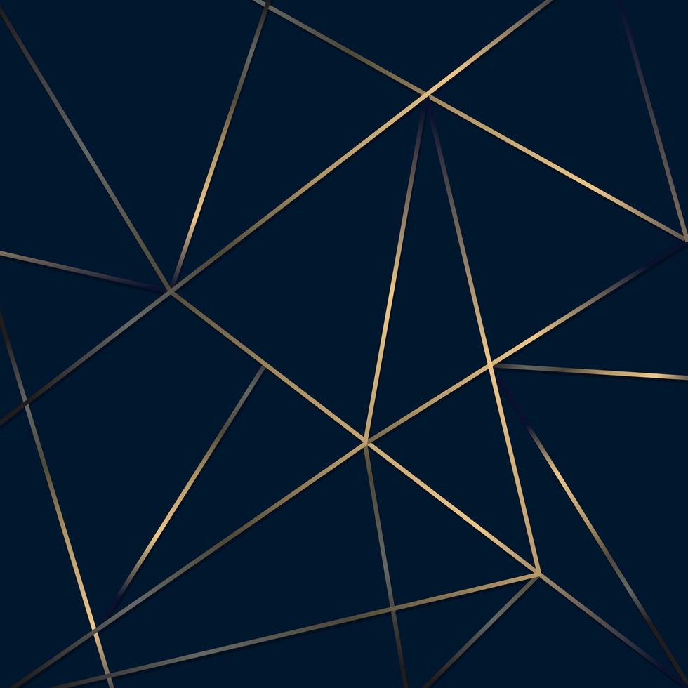 lignes dorées abstraites maillage motif de faible polygone sur style de luxe fond bleu foncé vecteur