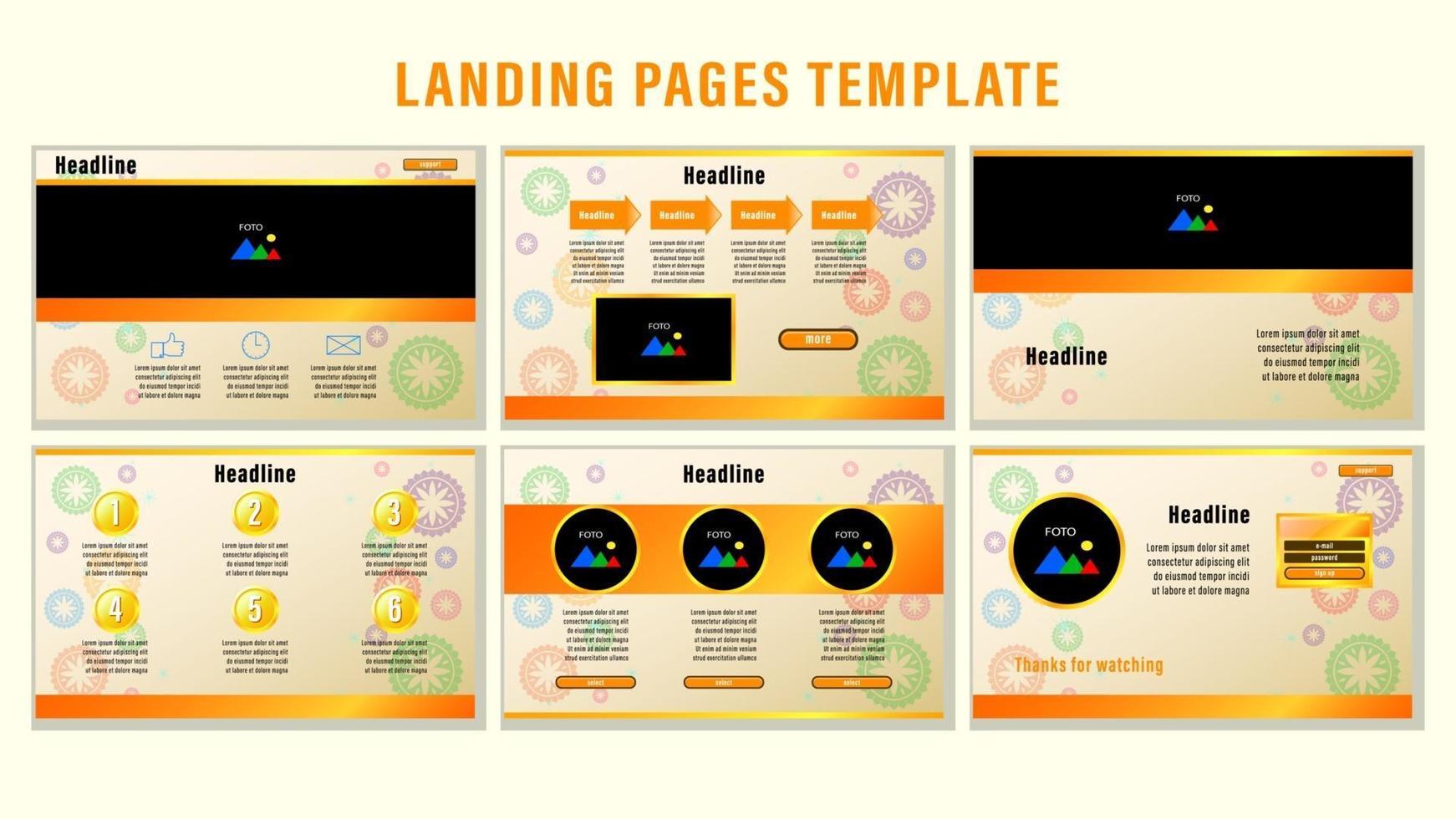 modèle de pages de destination web orange vecteur