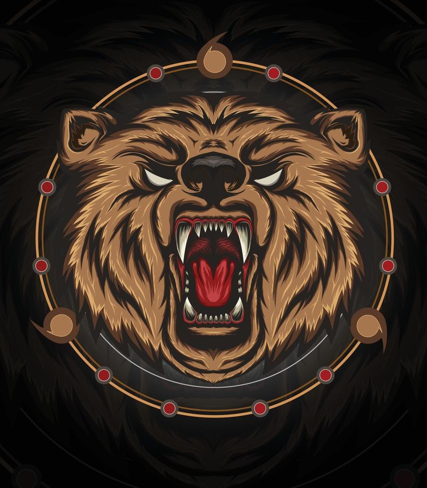 illustration de tête d'ours de vecteur mascotte d'ours en colère