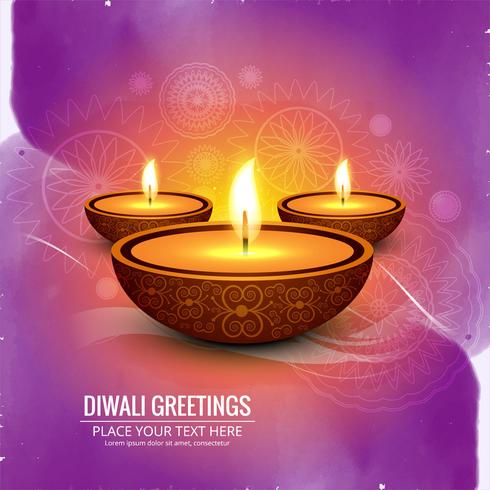 Joyeux diwali diya illustration de fond de festival de lampe à huile vecteur