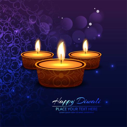 Joyeux diwali diya illustration de fond de festival de lampe à huile vecteur