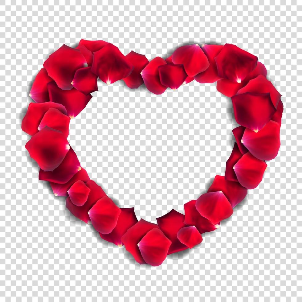 illustration vectorielle réaliste de coeur abstrait pétales de rose naturel vecteur