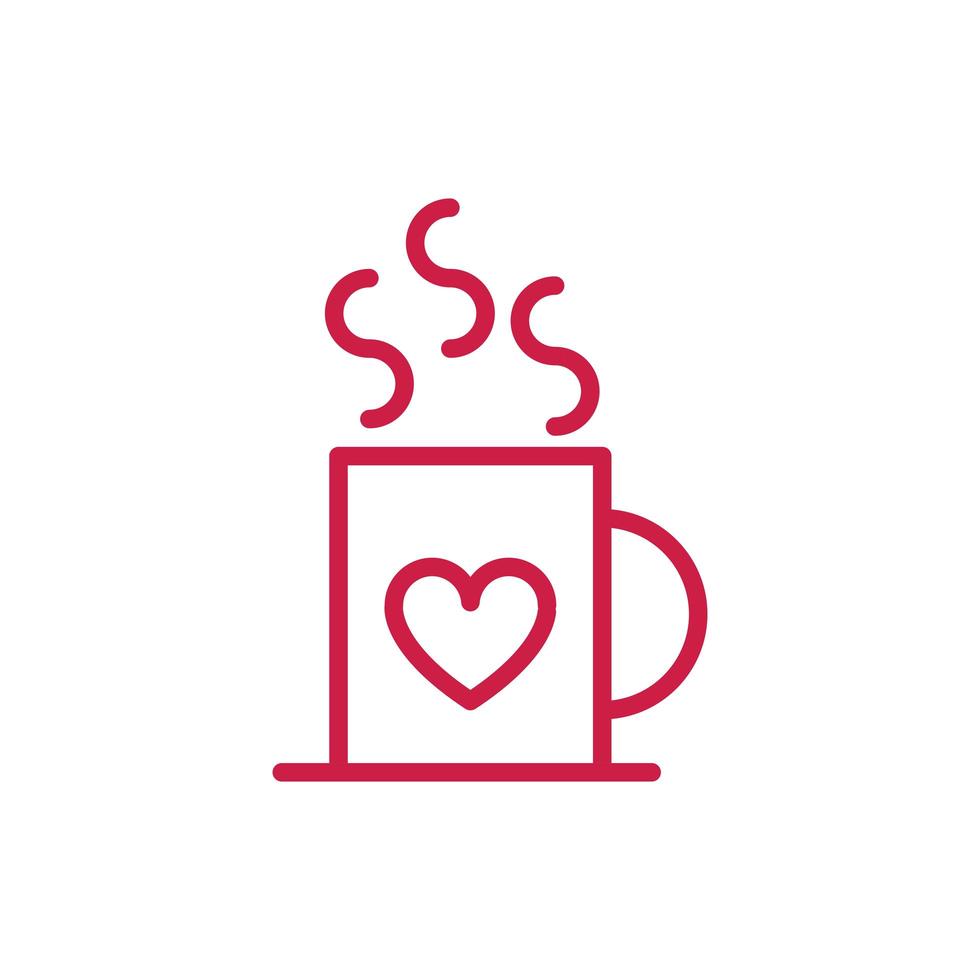 bonne saint valentin tasse de café chaud coeur amour conception de ligne rouge vecteur