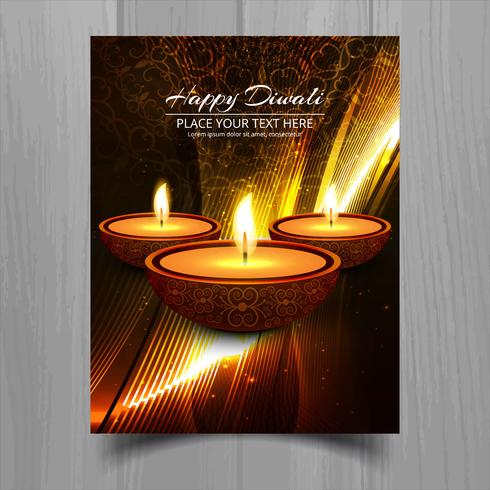 Belle joyeux diwali diya festival de lampe à huile modèle brochure vecteur