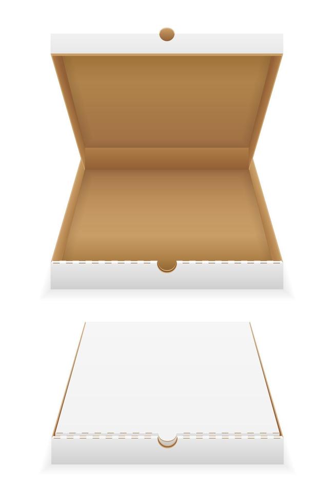 boîte à pizza en carton illustration vectorielle stock modèle vide isolé sur fond blanc vecteur