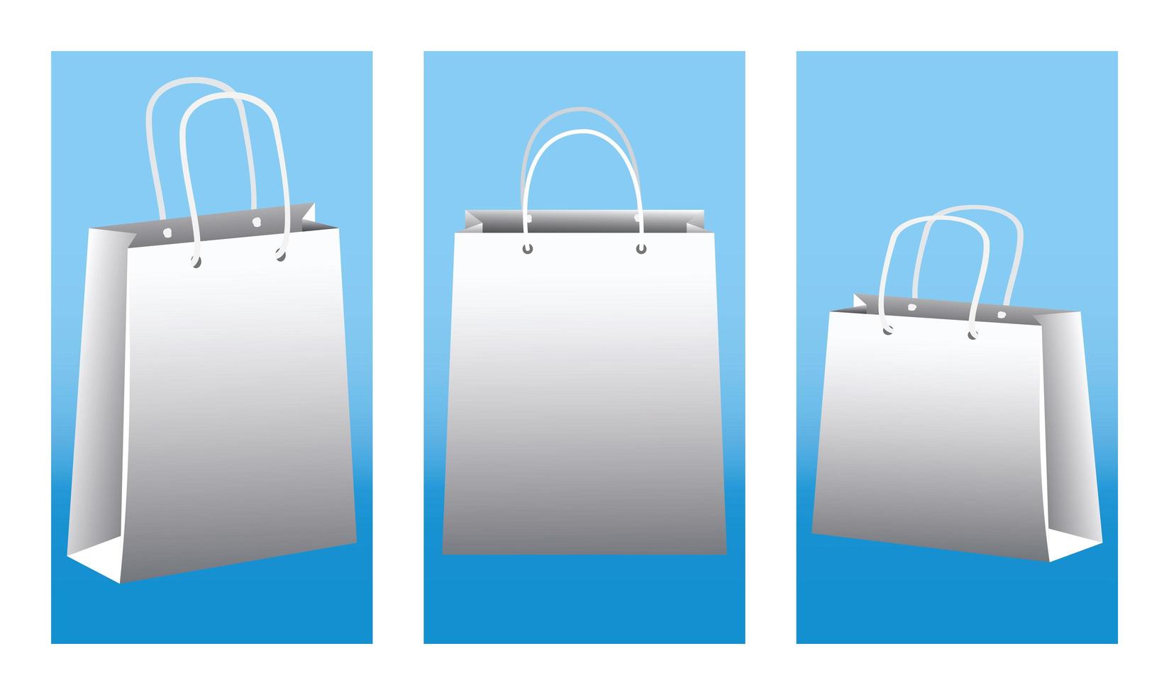 icônes de maquette de papier de sacs à provisions blancs vecteur