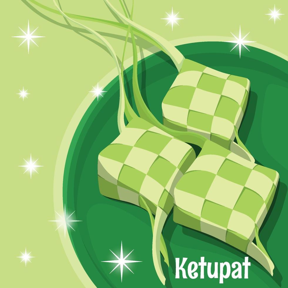 servir le ketupat pour le festin de l'Aïd vecteur