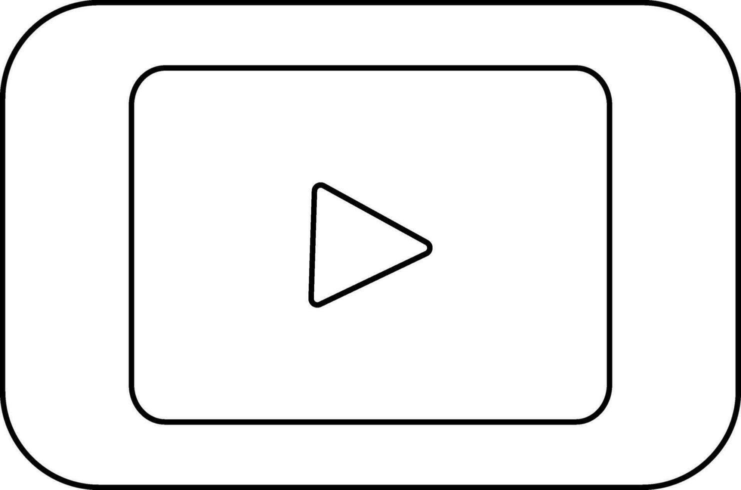 noir ligne art illustration de une Youtube icône. vecteur