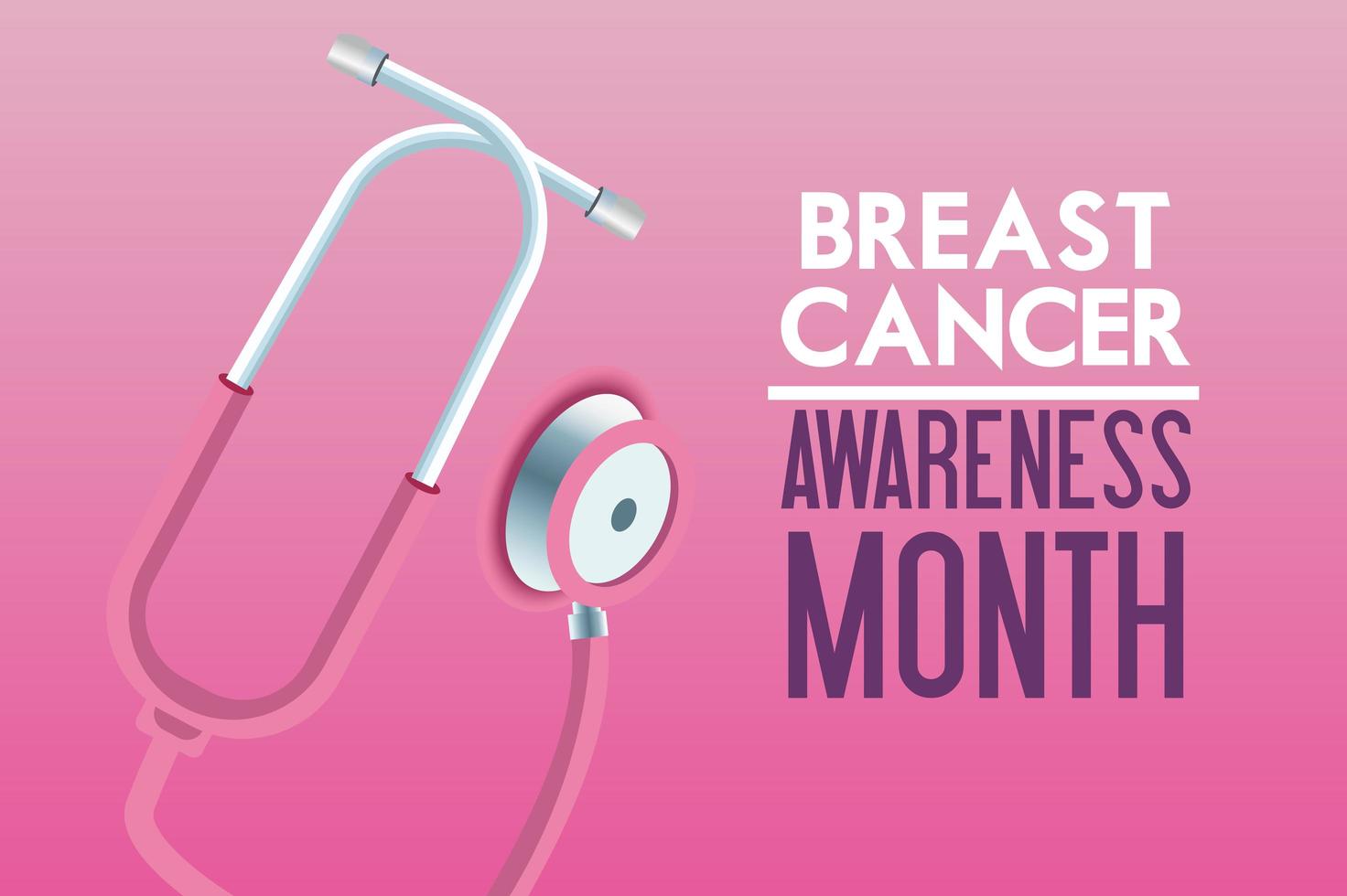 affiche de la campagne du mois de sensibilisation au cancer du sein avec stéthoscope vecteur