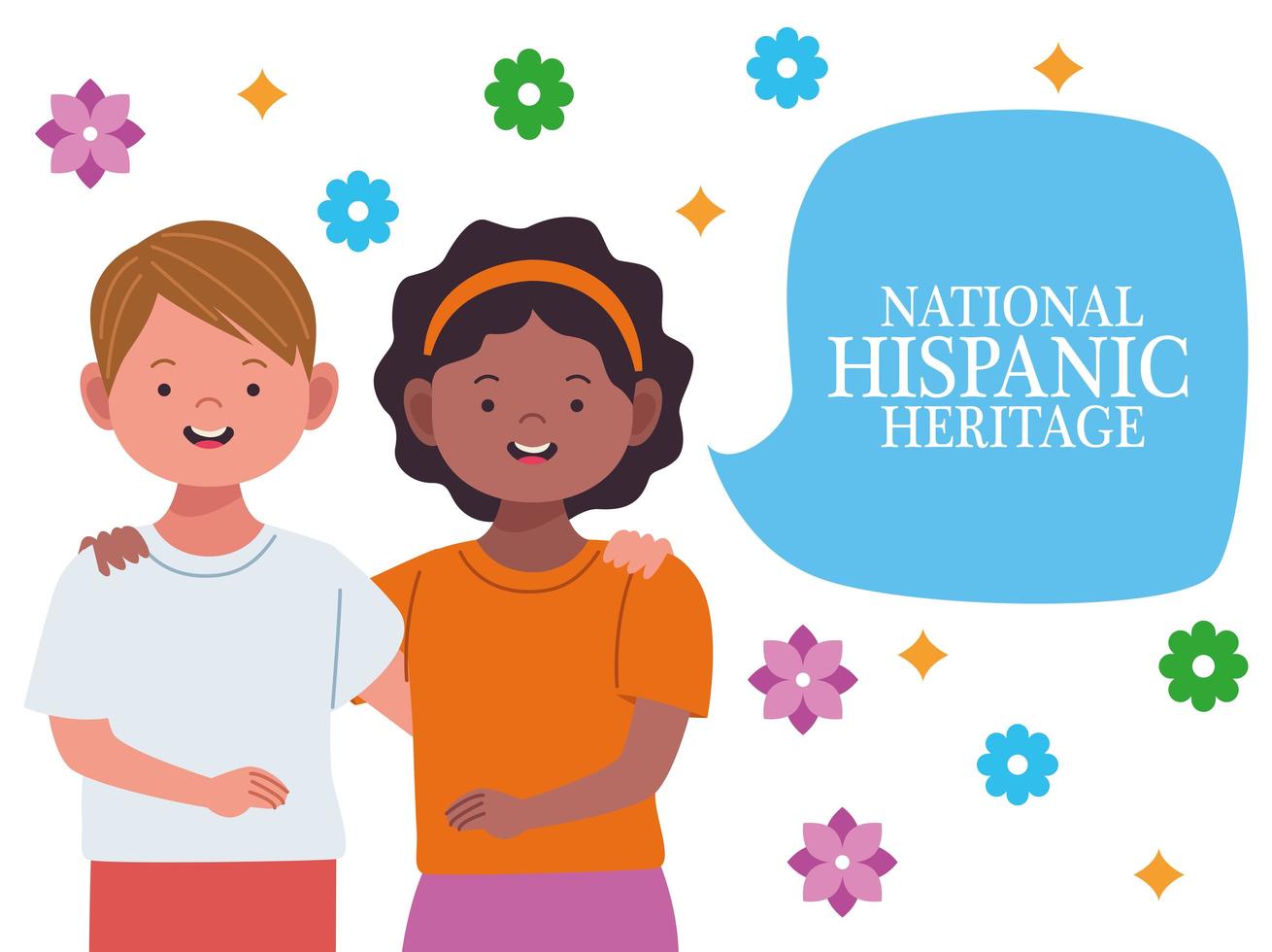 célébration du patrimoine national hispanique avec couple interracial et bulle de dialogue vecteur