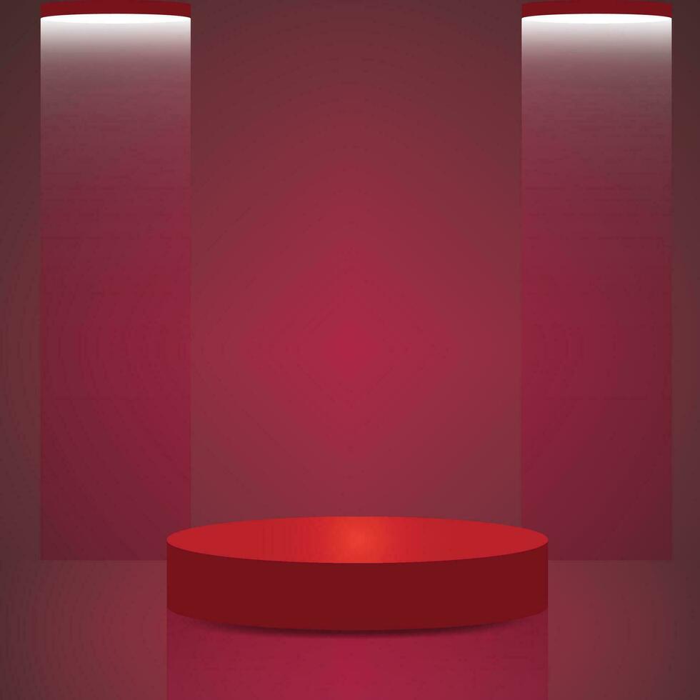 vecteur illustration de rouge rond podium sur rouge arrière-plans