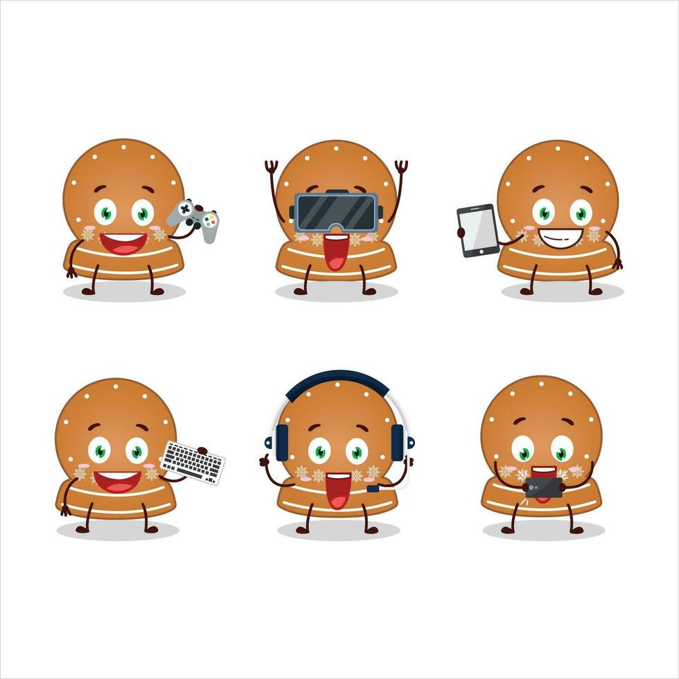 boule de neige biscuits dessin animé personnage sont en jouant Jeux avec divers mignonne émoticônes vecteur