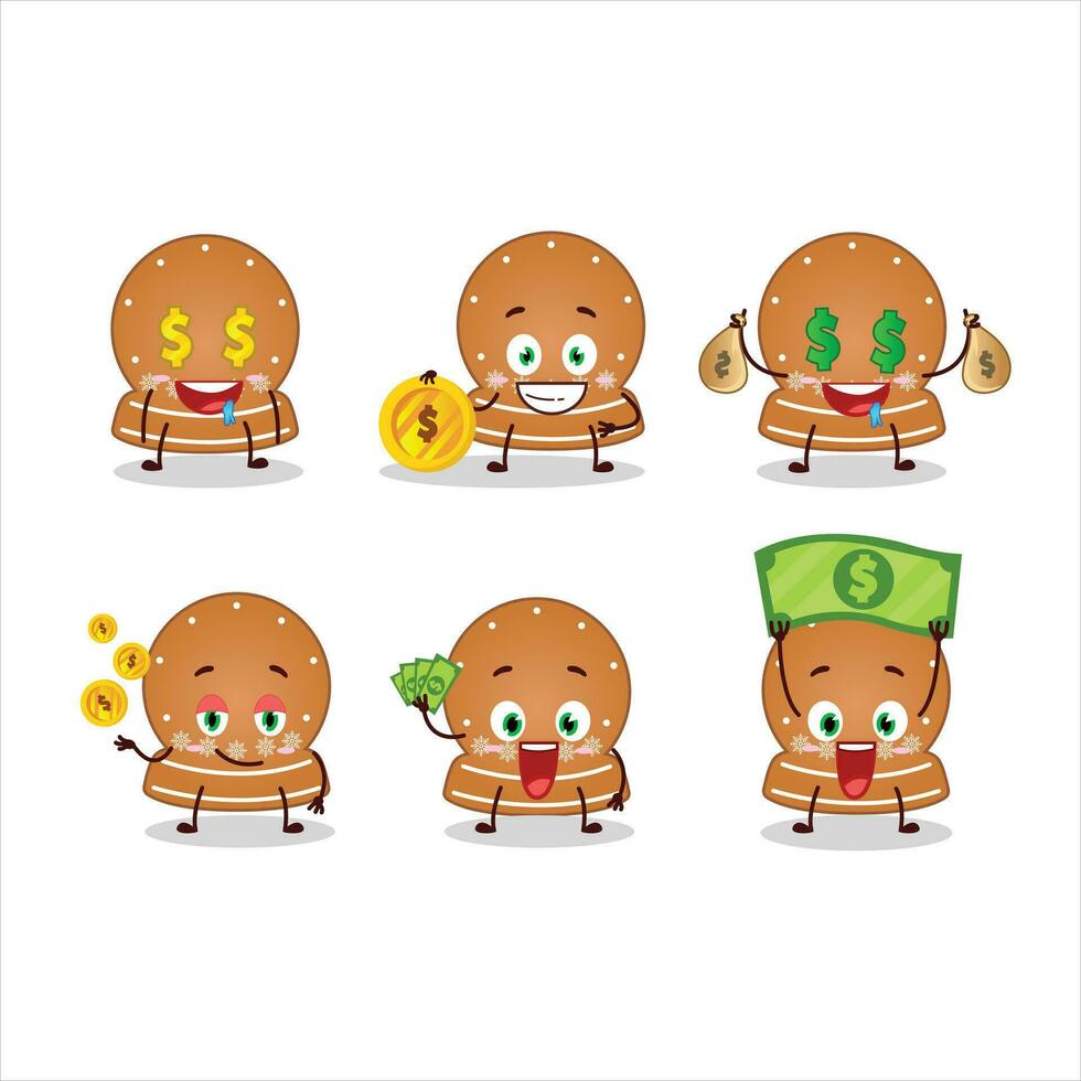 boule de neige biscuits dessin animé personnage avec mignonne émoticône apporter argent vecteur