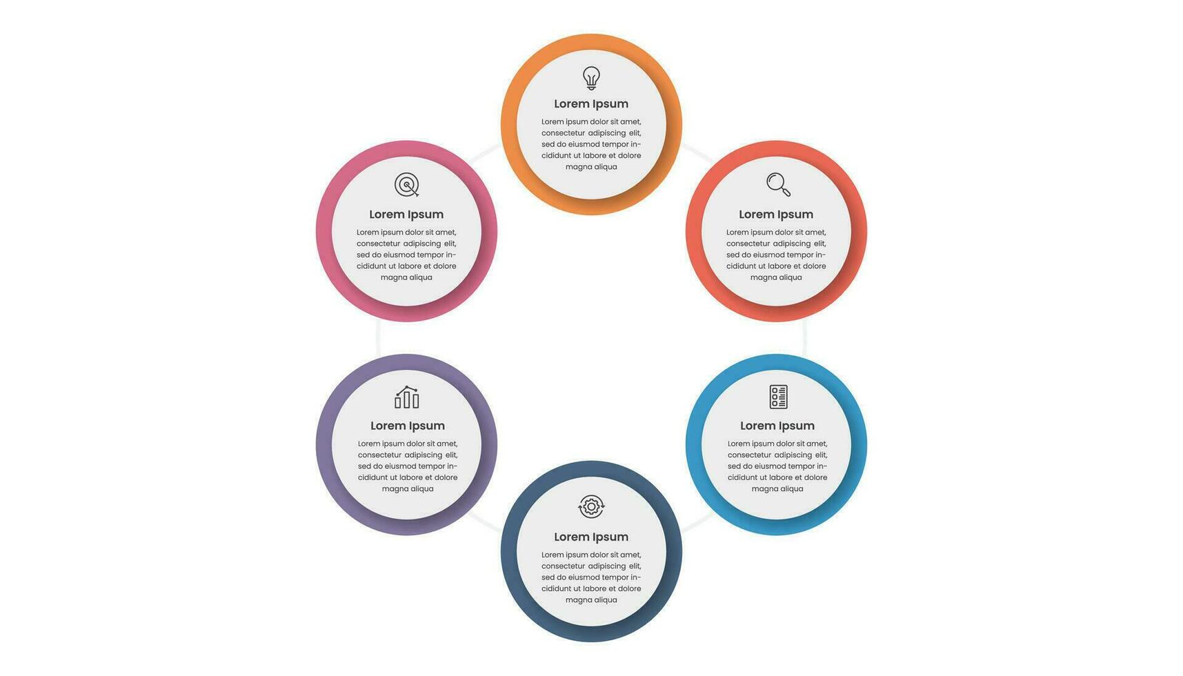 cercle affaires infographie modèle conception avec six les options pour présentation vecteur