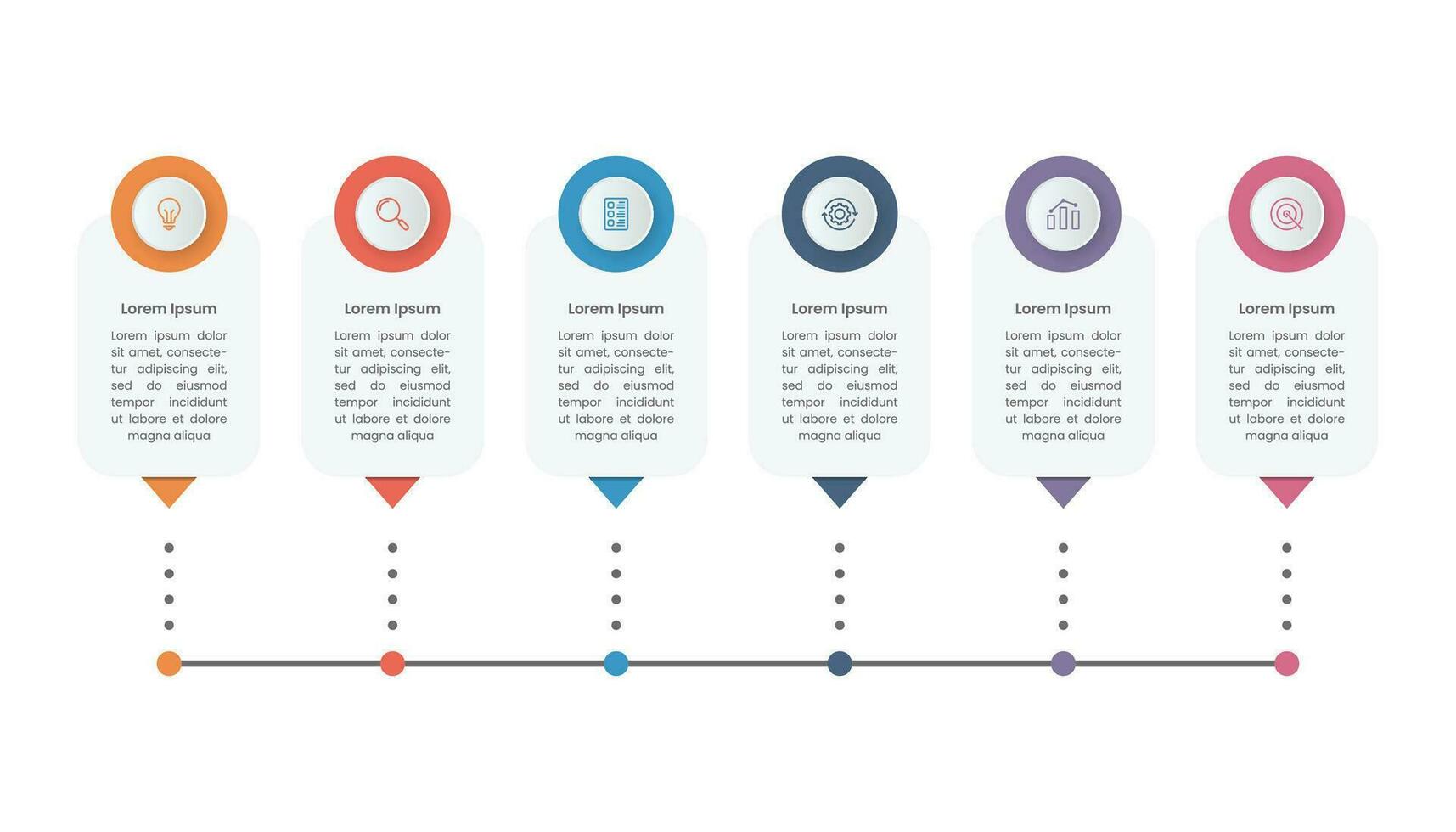 chronologie affaires infographie modèle conception avec six les options et Icônes vecteur