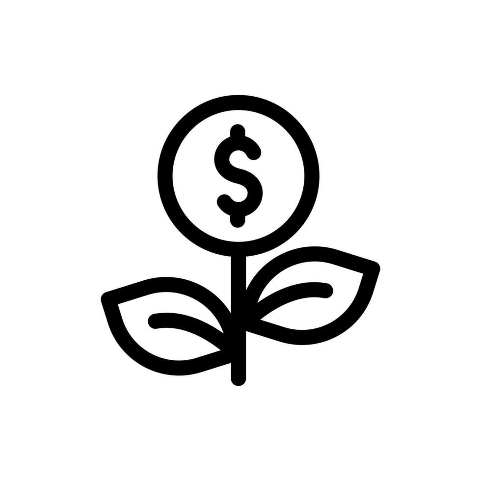 argent arbre plante logo icône avec pièce de monnaie dollar. affaires profit investissement, la finance éducation, affaires revenu, affaires développement concept. vecteur dessin animé minimal style