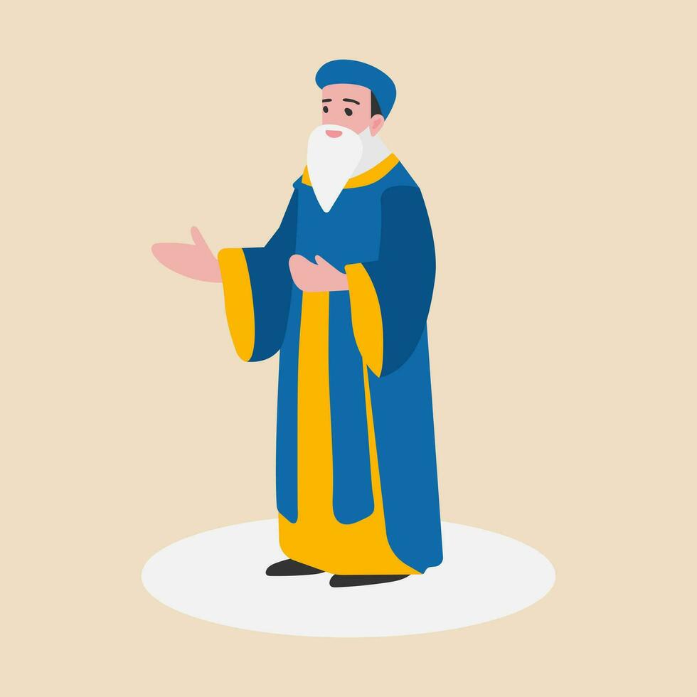 un vieux homme Christian prédicateur.catholique prêtre.église père.prêtre ou moine portant traditionnel robe. vecteur illustration.