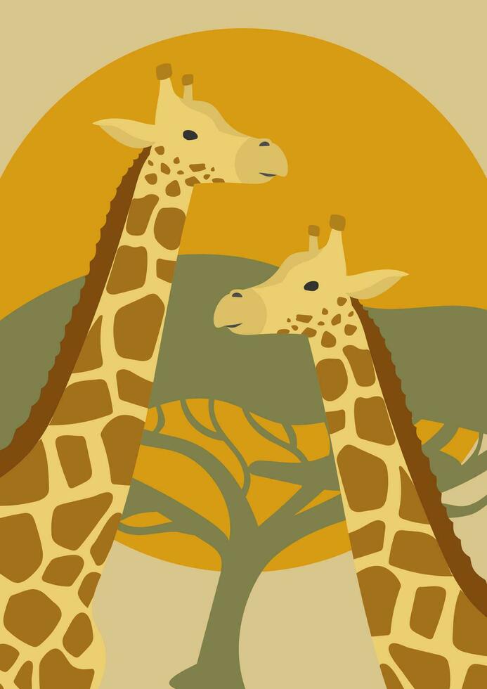 africain savane safari animaux illustration affiche. vecteur