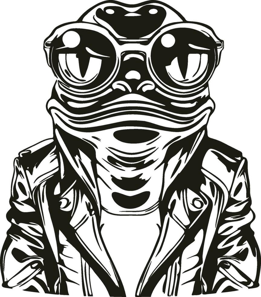 cool grenouille silhouette, motard grenouille clipart vecteur