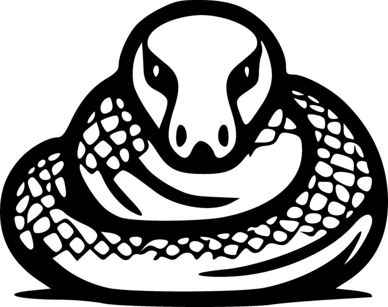 recourbé serpent noir grandes lignes monochrome vecteur illustration